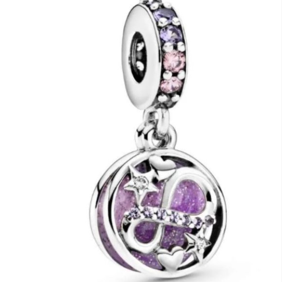 Pandora Glittering Infinity Hearts & Stars Dangle Charm - Picture 1 of 5